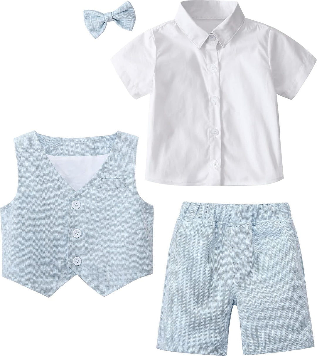 mintgreen Baby Junge Taufe Outfit Smoking Anzug Set 12-18 Monate Hellblau, 12-18 Monate Hellblau
