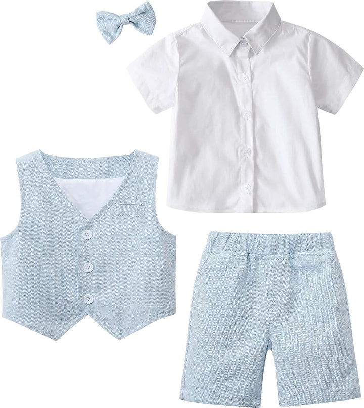 mintgreen Baby Junge Taufe Outfit Smoking Anzug Set 12-18 Monate Hellblau, 12-18 Monate Hellblau