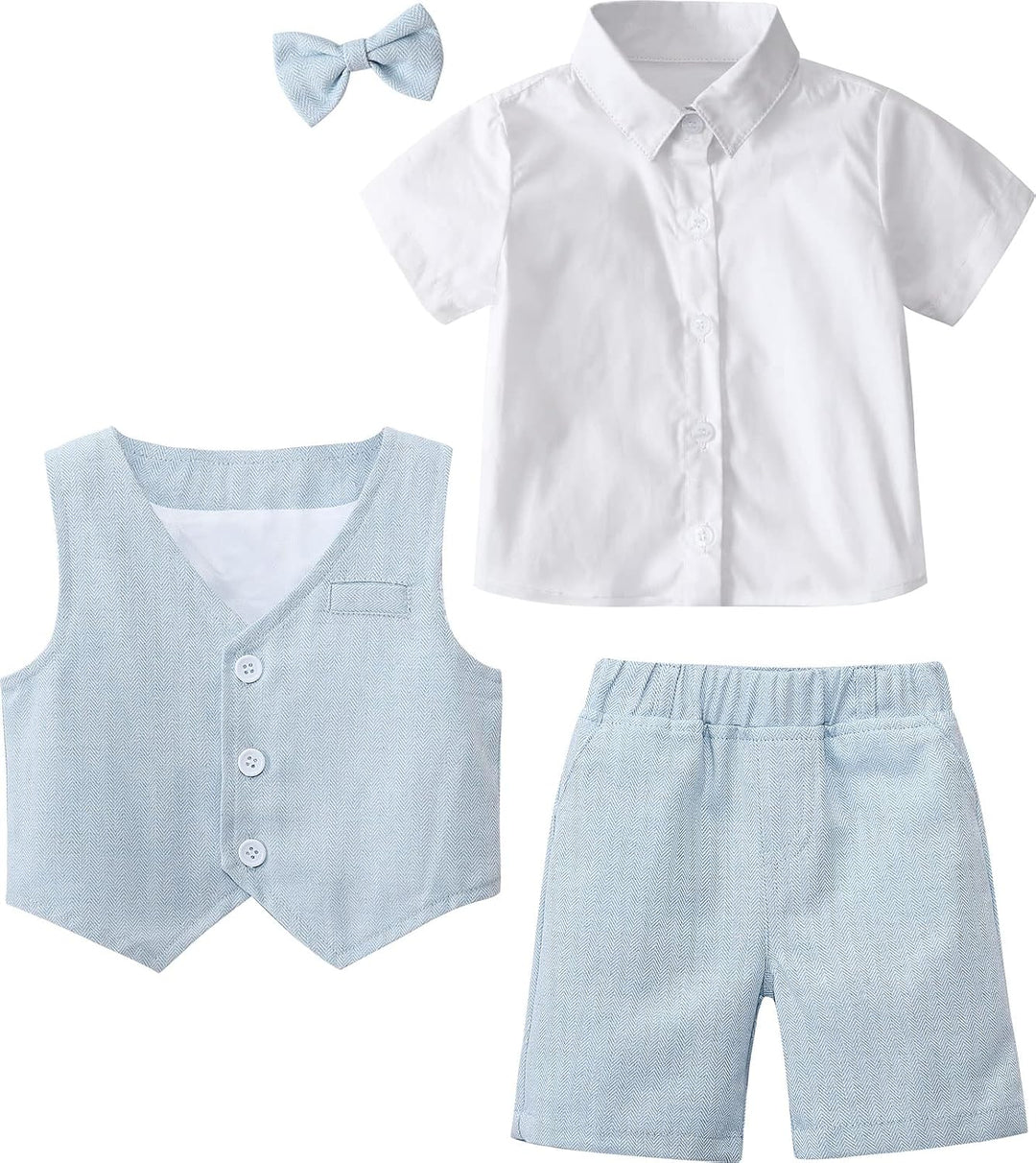 mintgreen Baby Junge Taufe Outfit Smoking Anzug Set 12-18 Monate Hellblau, 12-18 Monate Hellblau
