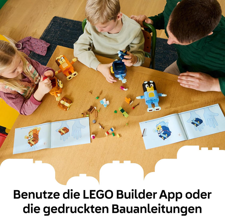 LEGO Blueys Familie Steinen - Lernspielzeug inkl. 4 Figuren mit verschiedenen Gesichtsausdrücken &amp; Z
