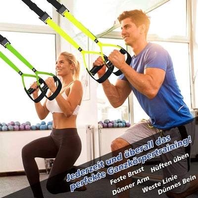 RHINOSPORT Schlingentrainer Sling Trainer Set mit Türanker Einstellbar Fitness Zuhause Suspension -
