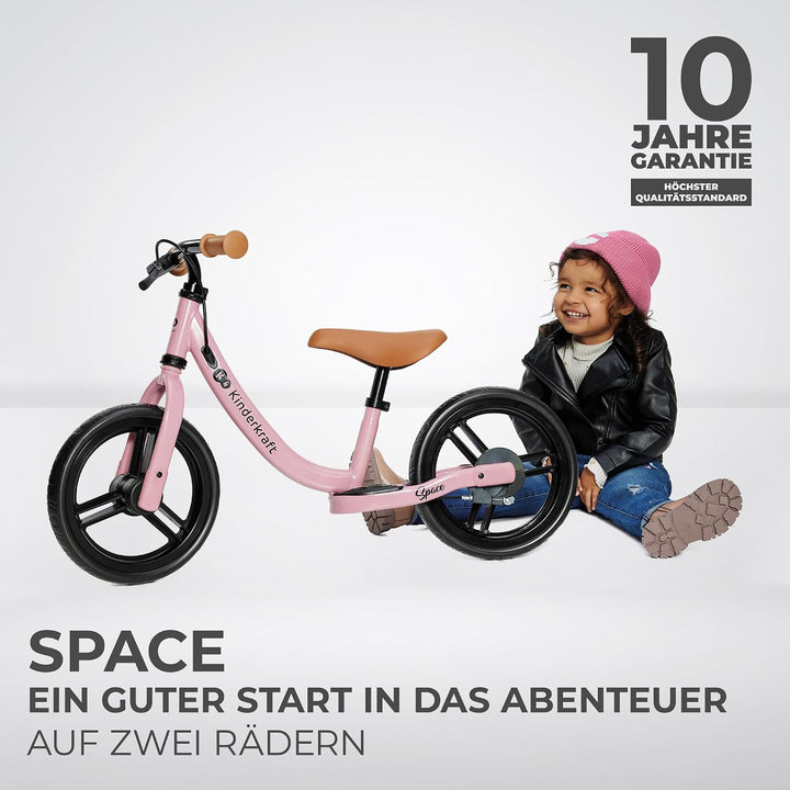 Kinderkraft SPACE2 Laufrad, Lernlaufrad, Kinderlaufrad, Höhenverstellbarer Sattel, 12 Zoll Räder, Me