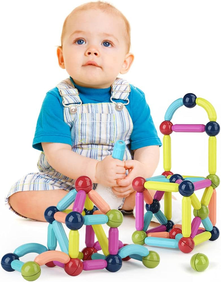 Magnetische und Stangen, 88 Stück magnetische Kugeln, Magnetbaustäbchen-Set, Bausteine, Fliesen, STE