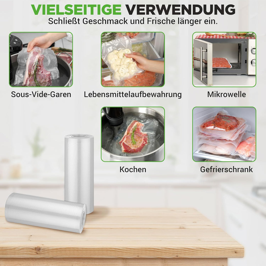 NutriChef (2) Rollen Vakuumversiegelungsbeutel - 8" Breite, 50' Länge pro Rolle - Für NutriChef PKVS