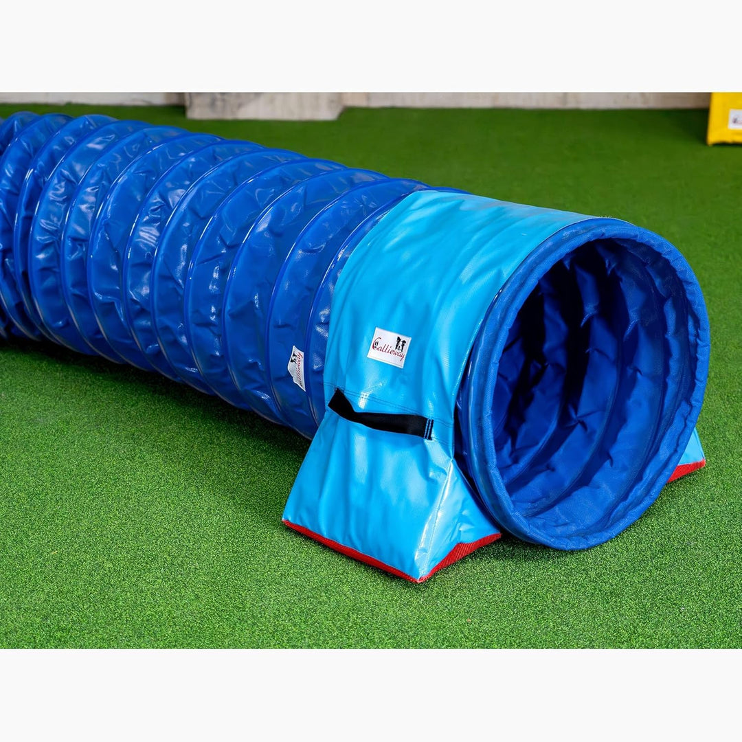 Callieway® Dog Agility Tunnel Turnier mit 60cmØ, 360° FullGrip (5m, blau) 5m blau, 5m blau