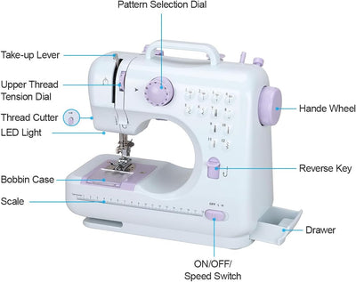 12-Stich-Multifunktionsnähmaschine, Haushaltsnähmaschine, elektrische Nähmaschine, tragbare Nähmasch