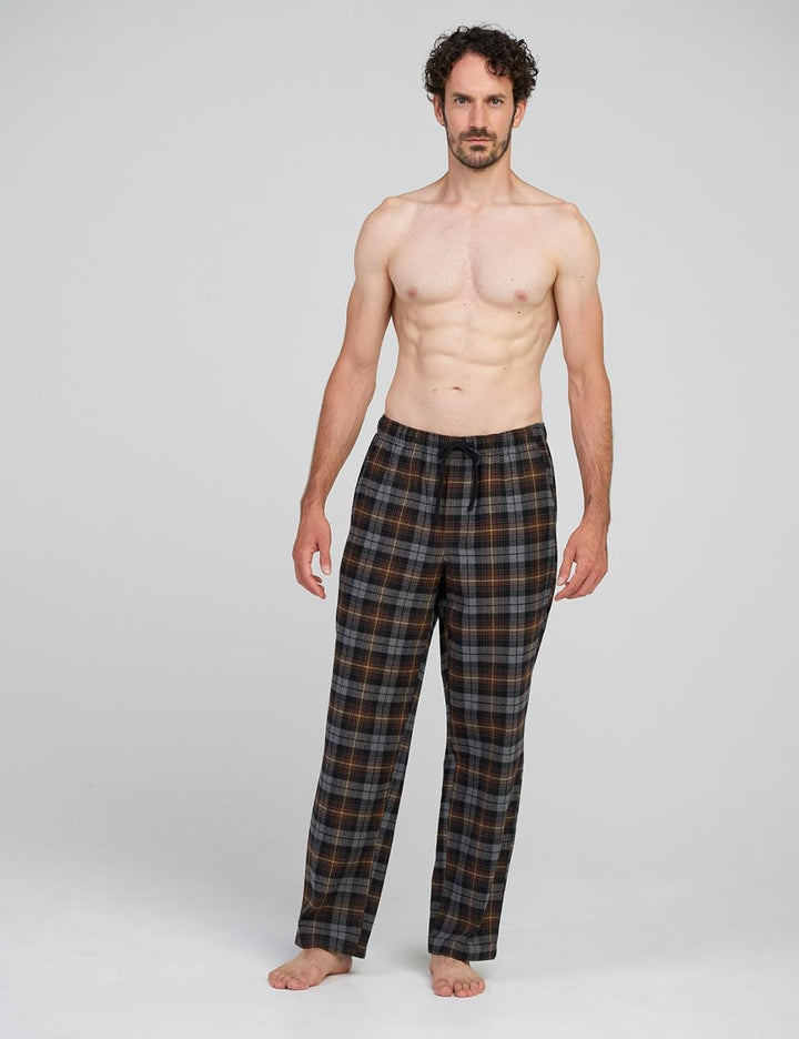 LAPASA Herren Fleece Pyjamahose Relaxed Fit Lounge Hose M128 M Wärmer: Baumwollflanell Baumwollflane
