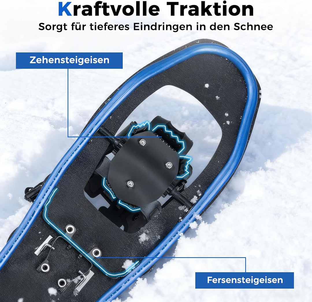 COSTWAY Schneeschuhe mit Steighilfe, Schuhgrösse 35-45 bis 68/90kg, leichtes Schneeschuh-Set aus Alu
