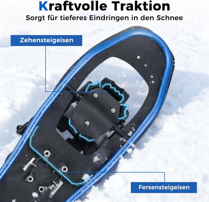 COSTWAY Schneeschuhe mit Steighilfe, Schuhgrösse 35-45 bis 68/90kg, leichtes Schneeschuh-Set aus Alu