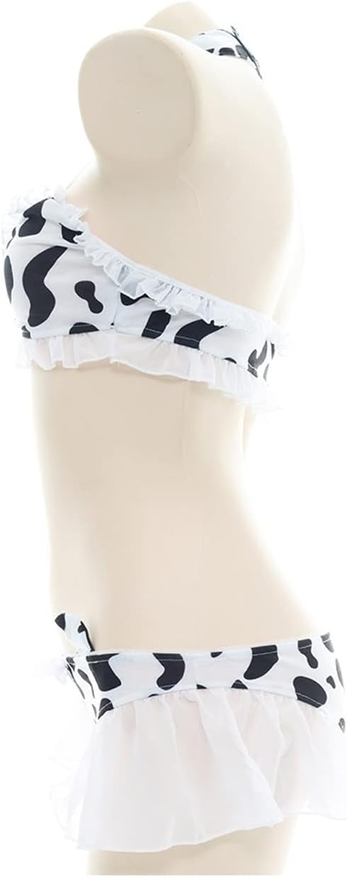 SINGUYUN Damen Anime Kuh Bikini Cosplay Dessous Lolita Kawaii BH und Panty Set japanische Unterwäsch