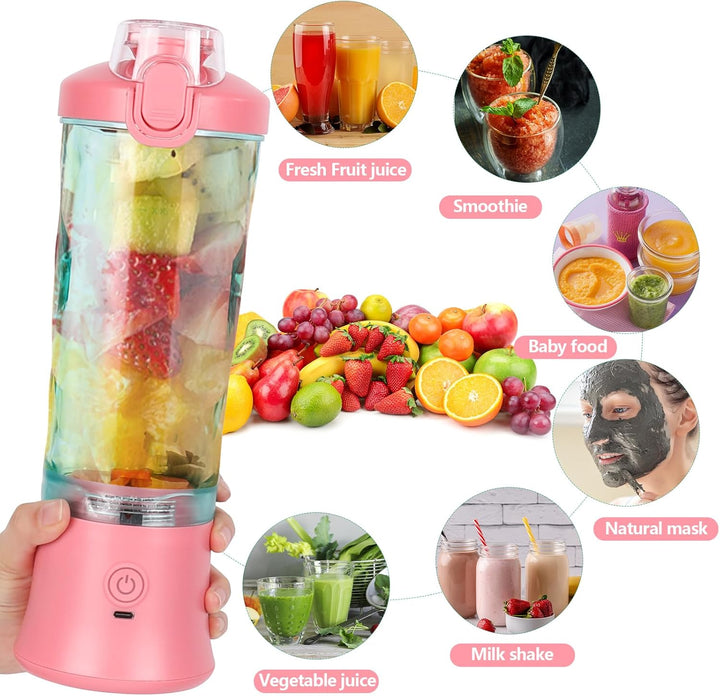 Dreamhigh® Mixer Smoothie Maker, 600ml Tragbarer Mixer für Smoothies und Shakes mit 6 Klingen, 4000m
