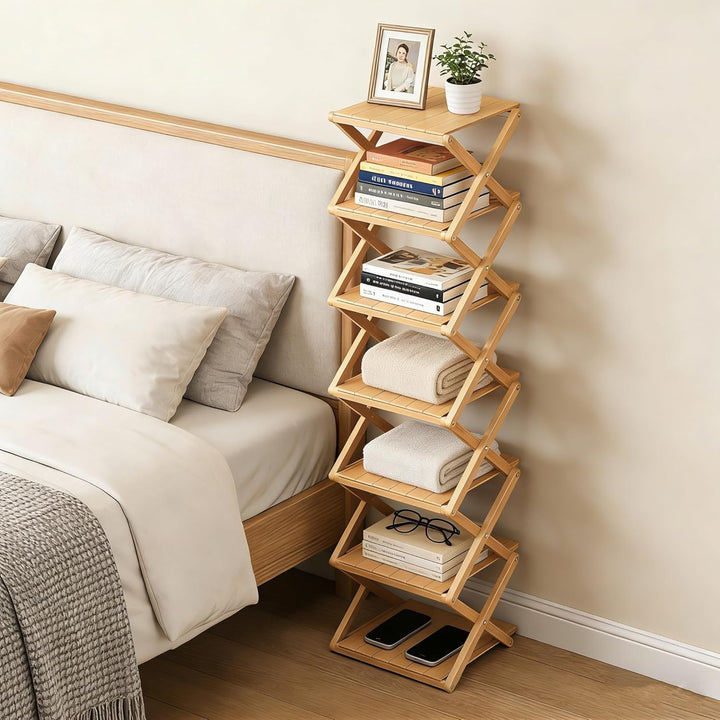 Schuhregal, Faltbares Bambusregal für Schuhe, Eingangsregal, Schrank, Schlafzimmer, Flur, natürlich,