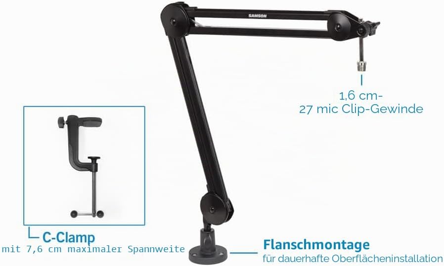 Samson MBA38-38” Microphone Boom Arm for Podcasting and Streaming (MBA38). 38", 38"