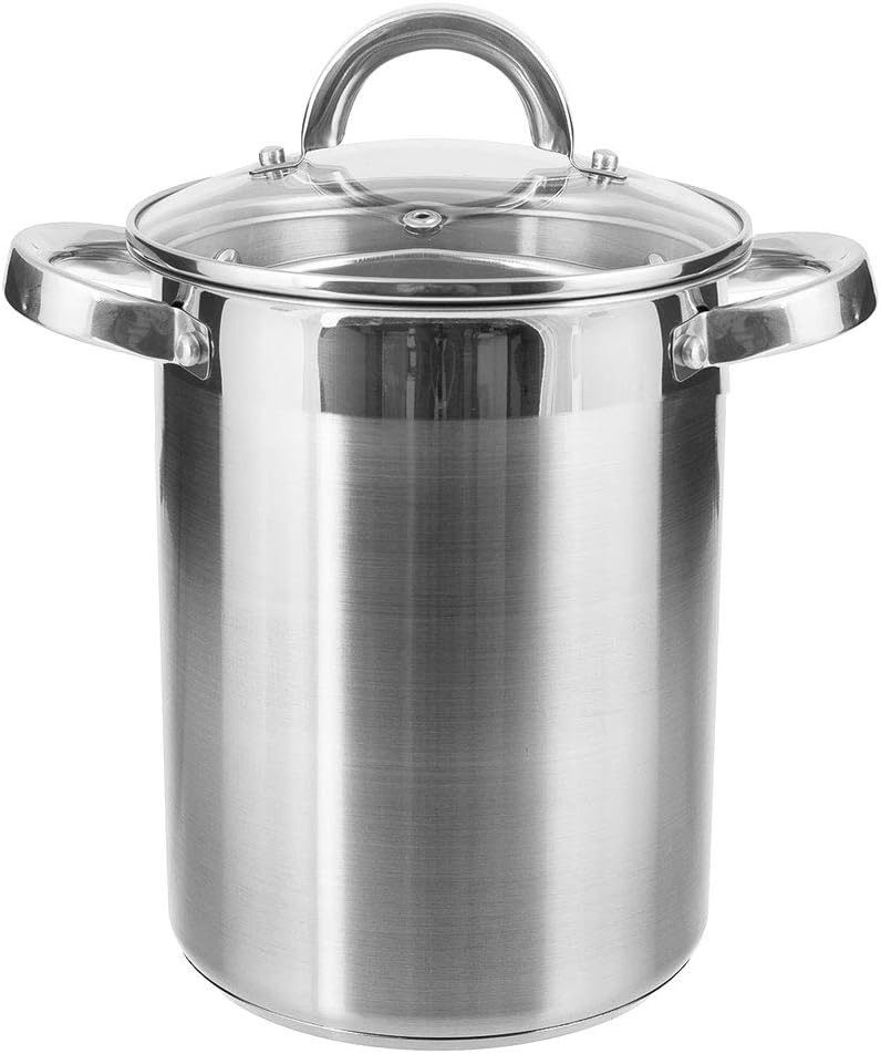 Spargeltopf mit Korb und Glasdeckel Spargel Nudeln Induktion 4.2L 16cm BRUNBESTE BB-2143
