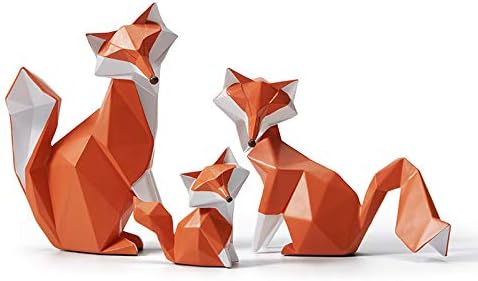Amoy-Art Fuch Figuren Deko Fox Skulptur Statue Modern Arts Wohnzimmer Kunst Polyresin Geschenk Red 1