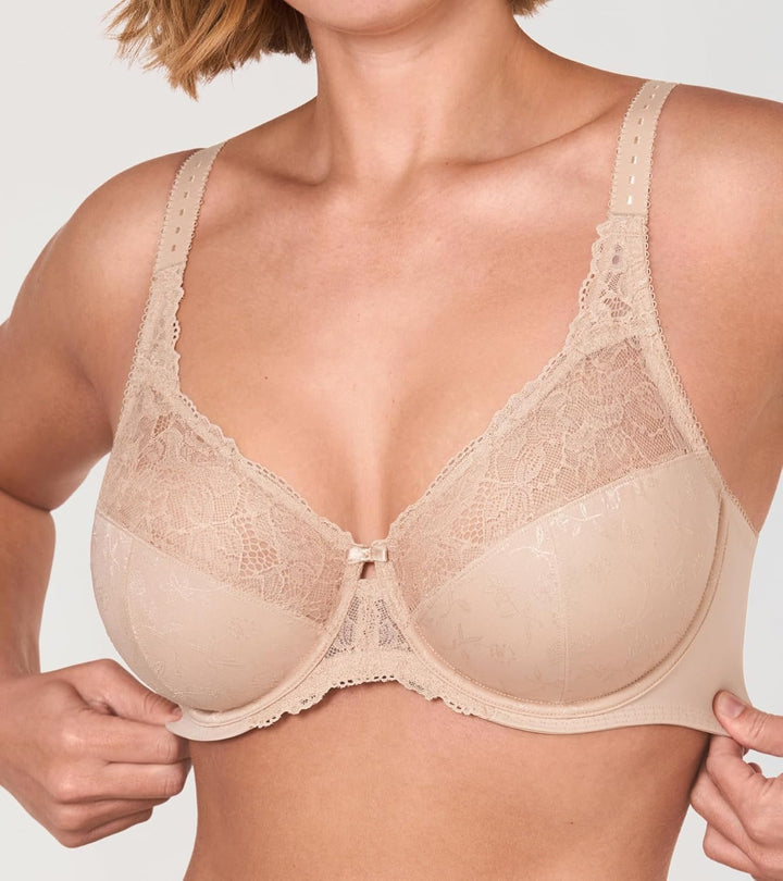 Delimira Damen Beauty Lace Nicht Gepolstert Minimizer Vollfigur Bügel-BH 105D Beige, 105D Beige