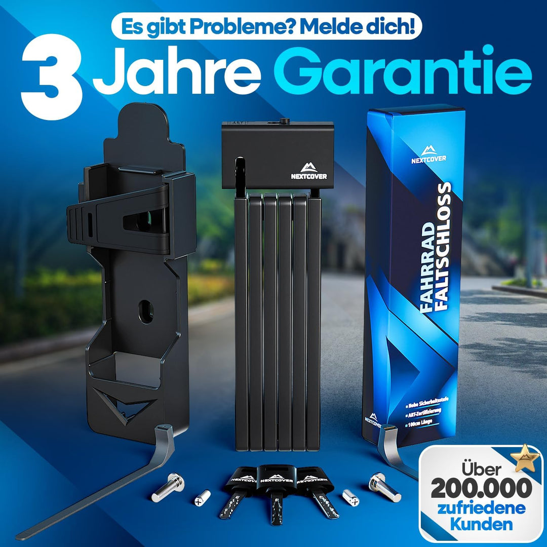 NEXTCOVER® Faltschloss Fahrrad - Das Original - mit SteelSecure-Technologie und 3 Schlüsseln I Robus
