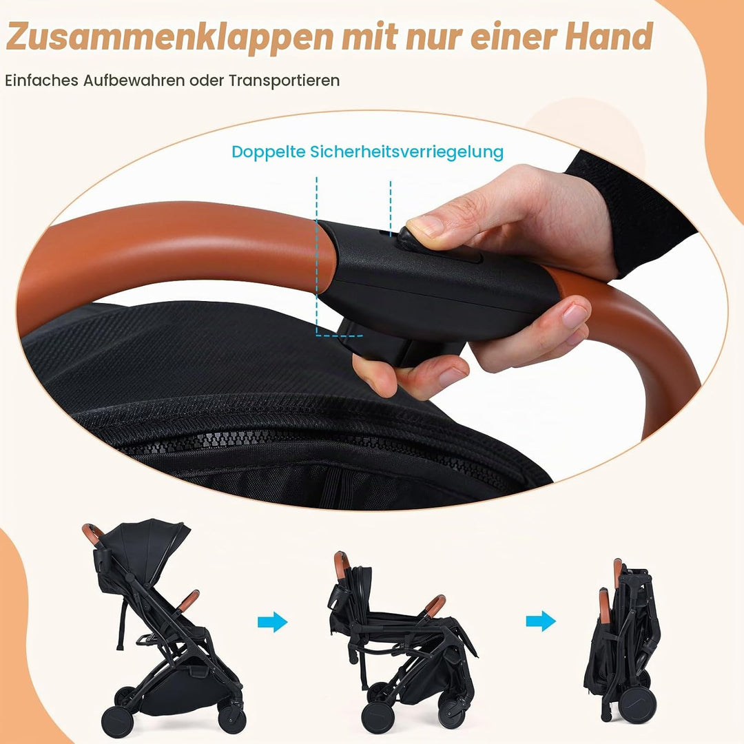 COSTWAY Kinderwagen klappbar mit Regenschutz, Reisebuggy mit verstellbarem Rückenlehne, Fussstütze,