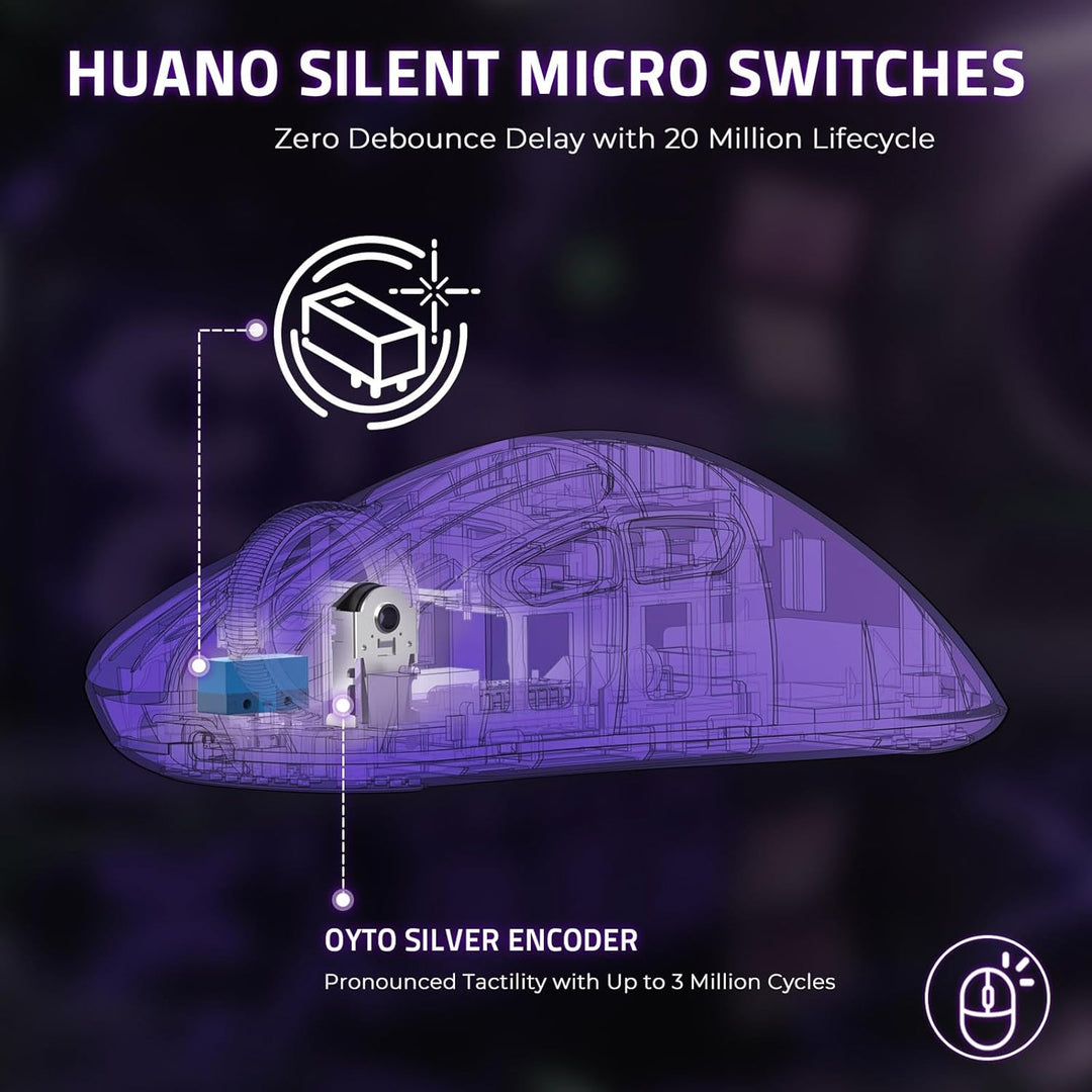LexonElec HXSJ T700 Ultra-Light Wireless Gaming Mouse, Ergonomischer Formfaktor für Rechtshänder, BT