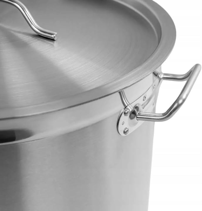 Mega-M Kochtopf GROSSE Induktion aus Edelstahl AISI 443 mit DECKEL PRO Küche Keramik, Elektro, Gas,