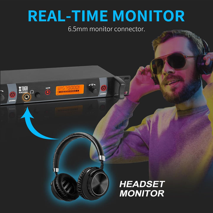 XTUGA RW2080 Rocket Audio Ganzmetall Wireless In-Ear Monitor System 2 Kanal 4 Bodypack Überwachung m