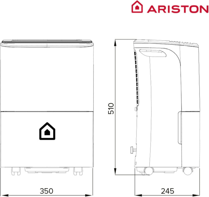 Ariston Deos 16s Wi Fi Tragbarer Luftentfeuchter, 430W, 16 Liter/Tag, Weiss 16 Litri Wi-Fi, 16 Litri