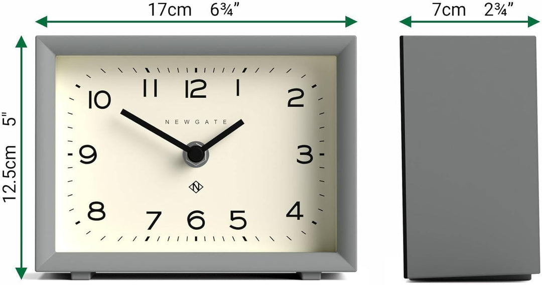 NEWGATE® 'Henry' Kaminuhr - Moderne rechteckige LED-Uhr in Grau, ideal für Schreibtische, Tische, Re
