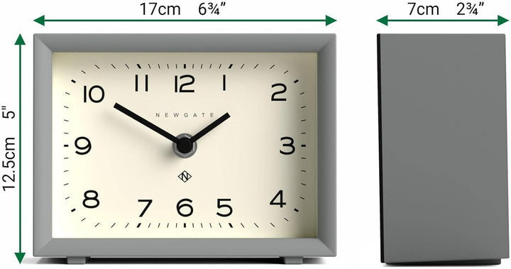 NEWGATE® 'Henry' Kaminuhr - Moderne rechteckige LED-Uhr in Grau, ideal für Schreibtische, Tische, Re