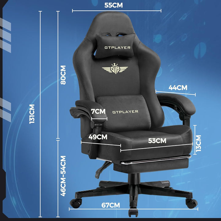 GTPLAYER Gaming Stuhl, Atmungsaktiver Bürostuhl, bürostuhl ergonomisch, Hochwertiger - Stoff, Ergono