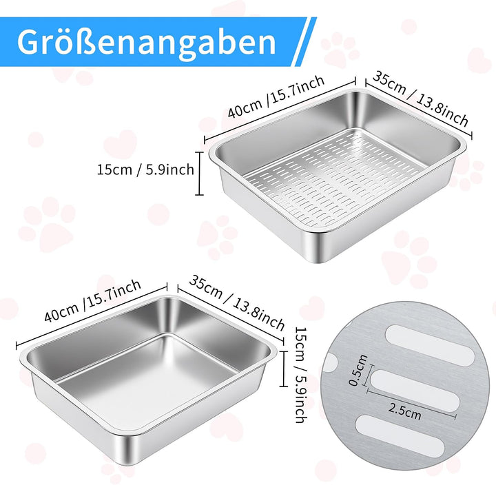 Katzenklo Edelstahl, Katzentoilette Edelstahl Offen, Metall Katzenklo für Katzen Aller Grössen &amp; Kan