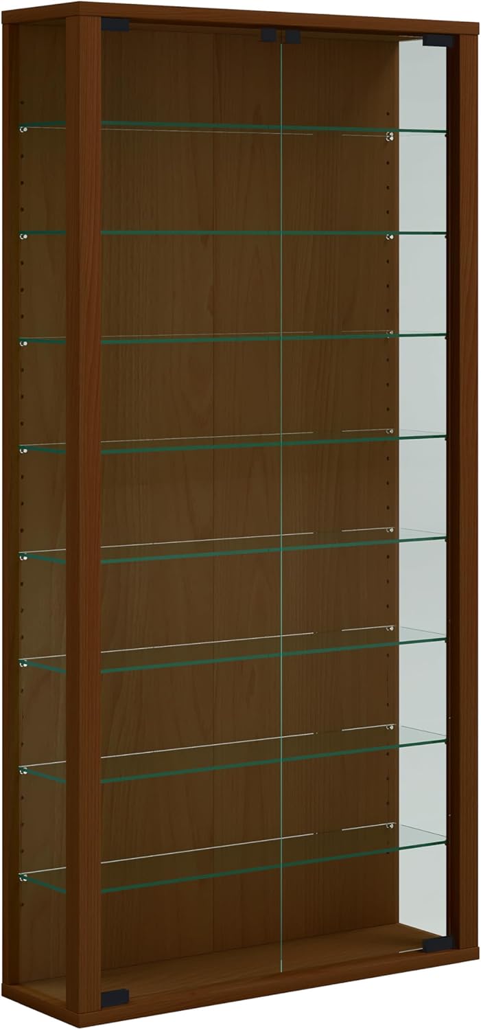 VCM Wandvitrine Sammelvitrine Glasvitrine Wand Vitrine Regal Schrank Glas ohne Beleuchtung Kern-Nuss
