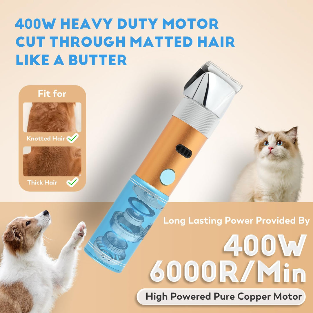 400W Profi Hundeschermaschine CGOLDENWALL Akku Tierhaarschneider 5h Standby Geräuscharm weniger als