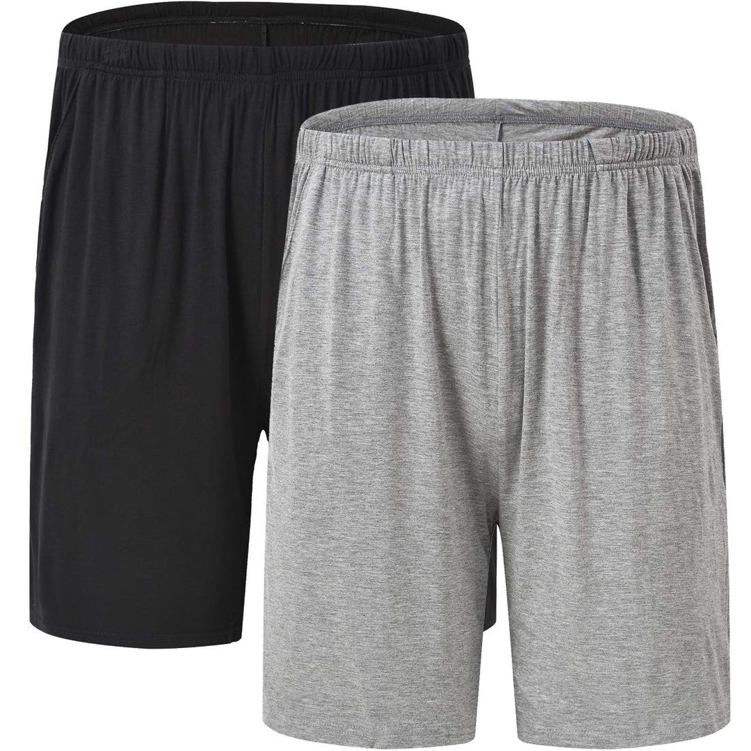 JINSHI Herren Schlafanzughosen Kurz Pyjamahose Sommer Nachtwäsche Shorts S 2er Pack-01, S 2er Pack-0