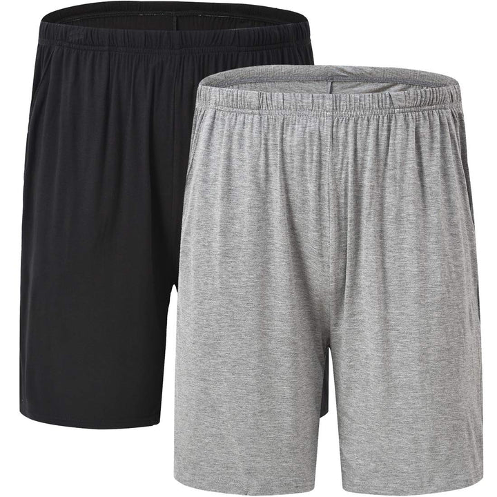 JINSHI Herren Schlafanzughosen Kurz Pyjamahose Sommer Nachtwäsche Shorts S 2er Pack-01, S 2er Pack-0