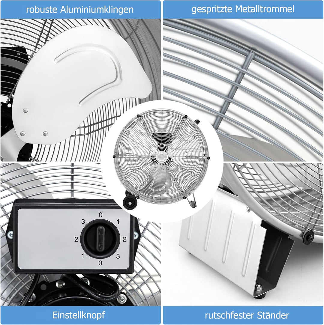 GOPLUS Ø 65 cm Trommelventilator, Standventilator mit 3 Windgeschwindigkeiten 1100/1200/1300 CFM, Bo