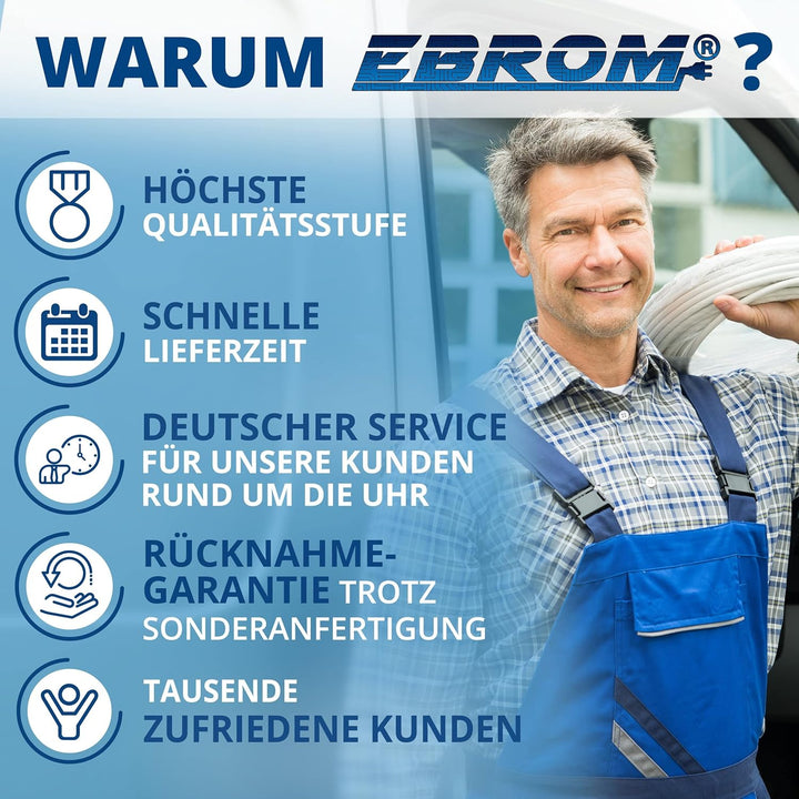 EBROM Batteriekabel PLUS Kabel ROT 12V/24V/36V/48V, 35 mm² Vollkupfer, von 30 cm bis 10 m, Ringösen