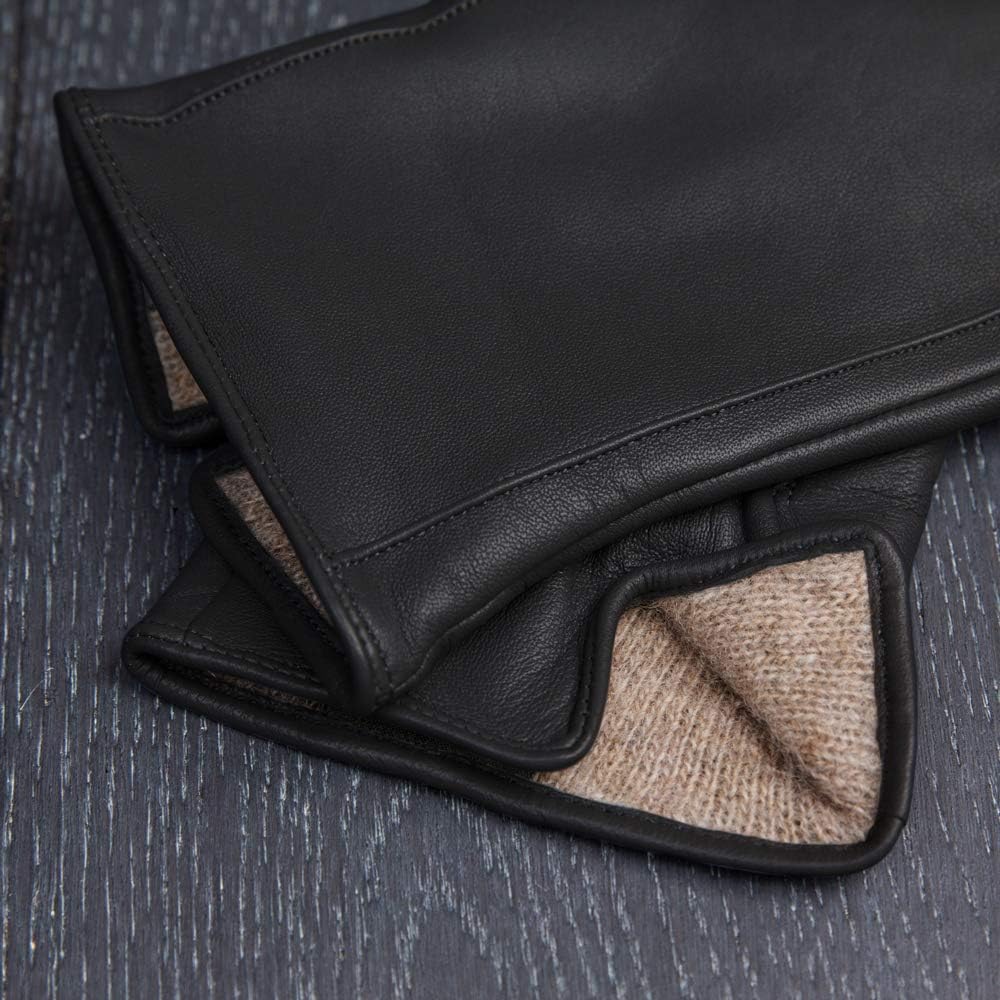 Downholme – Klassische Lederhandschuhe mit Innenfutter aus Kaschmir – für Damen M Schwarz, M Schwarz