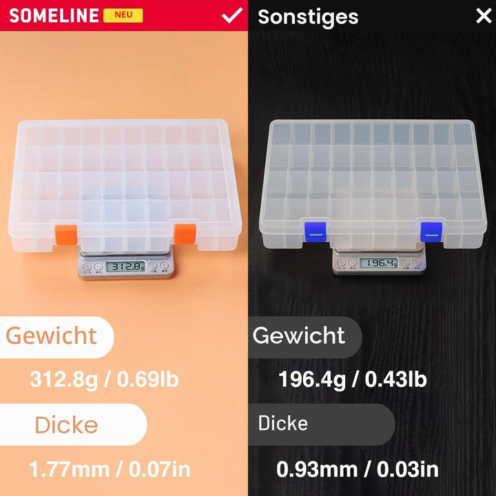 SOMELINE® Sortimentskasten mit 36 Fächern | Stabile Sortierbox für Schrauben, Kleinteile, Klein- und