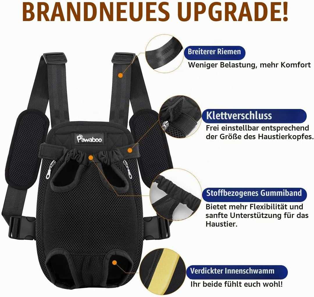 Pawaboo Haustier Rucksack Hund Tragetasche, Verstellbar Beinen heraus Rucksäcke Haustier, Atmungsakt