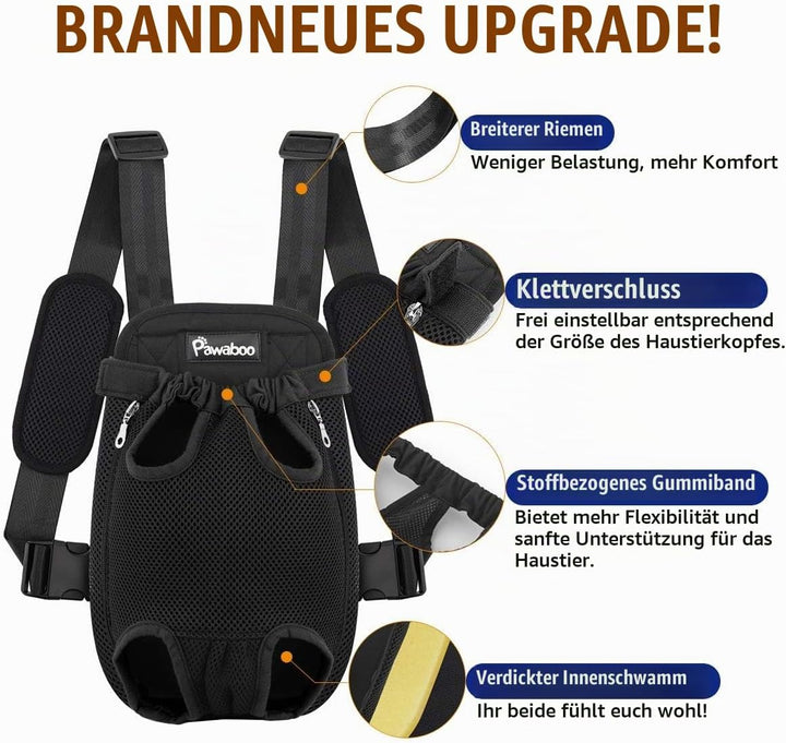 Pawaboo Haustier Rucksack Hund Tragetasche, Verstellbar Beinen heraus Rucksäcke Haustier, Atmungsakt
