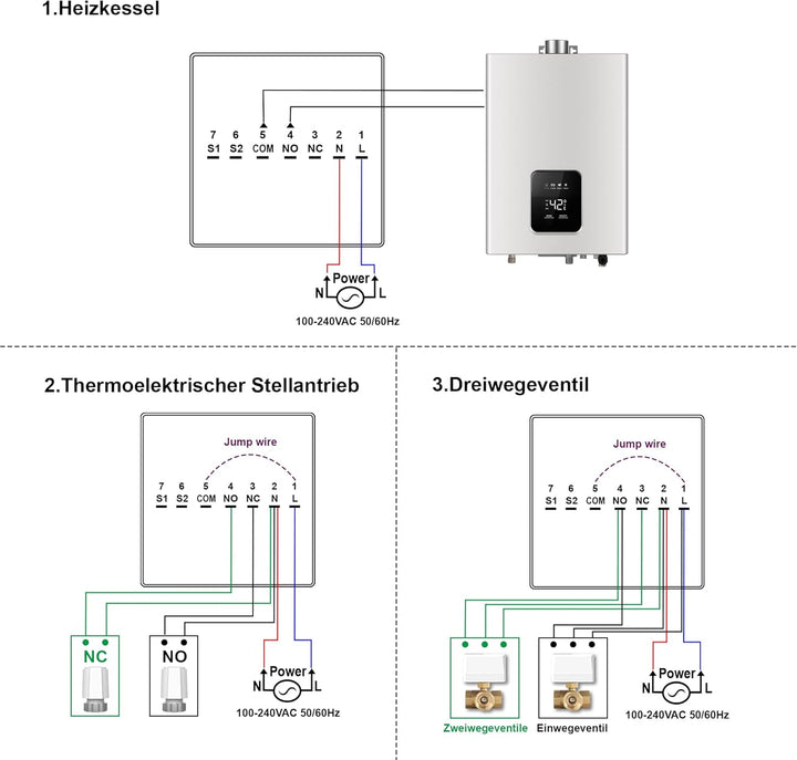 ECOBAY WiFi-Thermostat für Wasserfussbodenheizung: Kompatibel mit Heizkesseln, thermischen Stellglie
