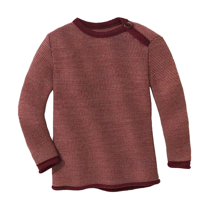 Disana Melange-Pullover, 100% Bio-Merinowolle GOTS, IVN Best | mit Knopfverschluss am Kragen | Baby