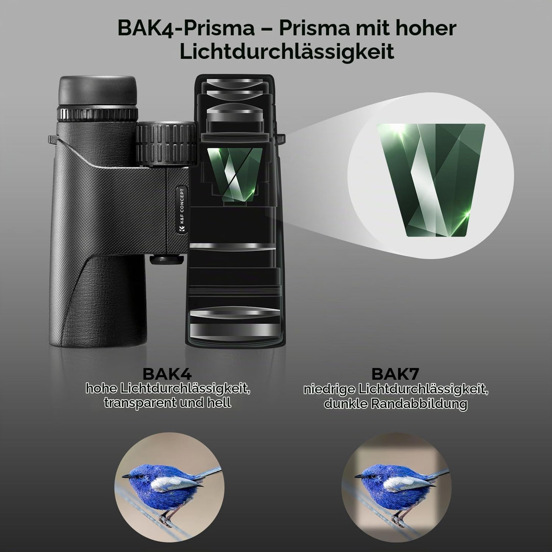 K&amp;F Concept Fernglas Erwachsene 10 * 42 HD Ferngläser Schwarz BAK4 mit Stativumbauhalterung für Voge