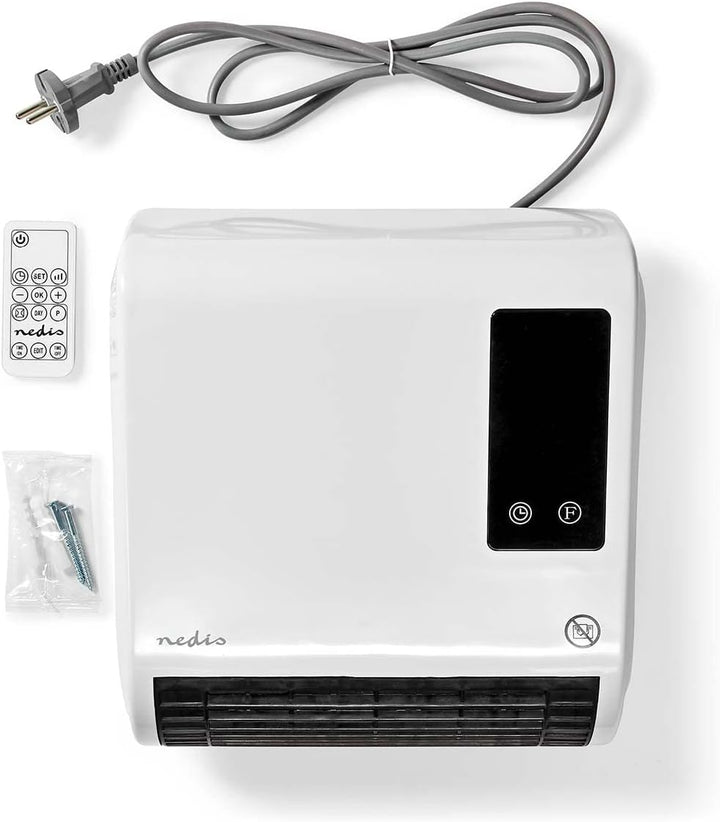 Nedis HTBA20WT Badezimmer-Heizung | 2000 W | Verstellbares Thermostat | 2 Heizstufen | Spritzwasserg