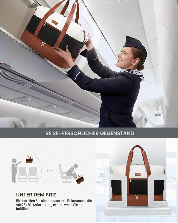 LOVEVOOK Handgepäck Tasche Für Flugzeug 40x20x25, Reisetasche Weekender Damen für Ryanair, Klein Spo