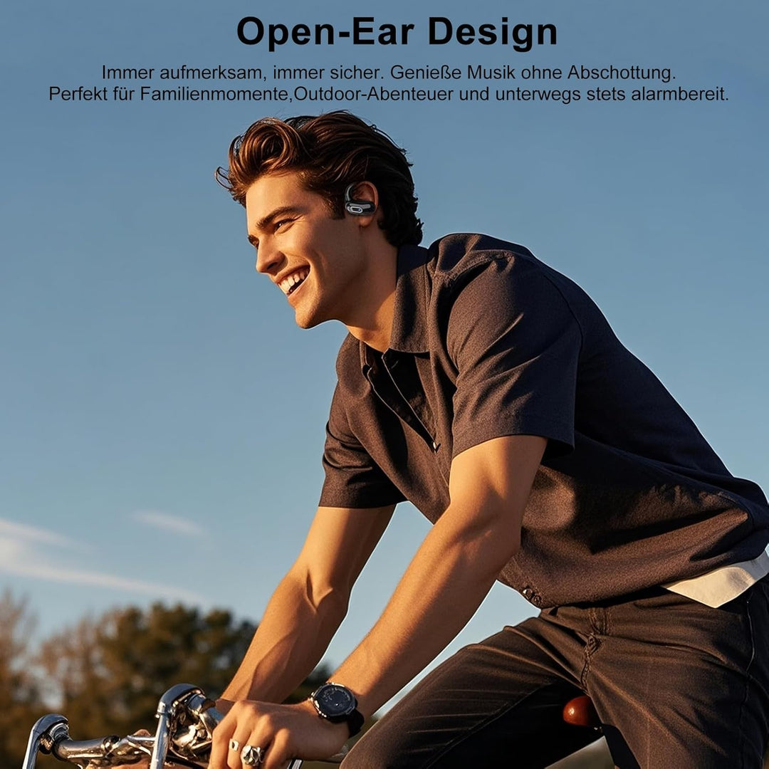 Open Ear Kopfhörer, Bluetooth 5.4 Kopfhörer Kabellos, Tiefer Bass mit 4 ENC Mikrofon, 58 Std, Sportk