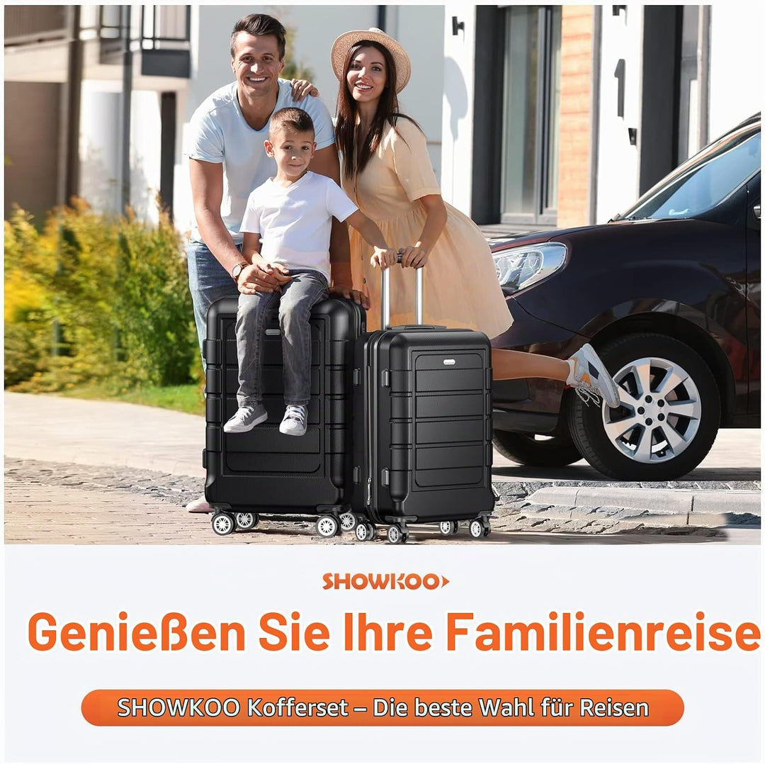 SHOWKOO Koffer Mittelgross Hartschale Leicht Reisekoffer ABS+PC Erweiterbar Haltbar Trolley Handgepä