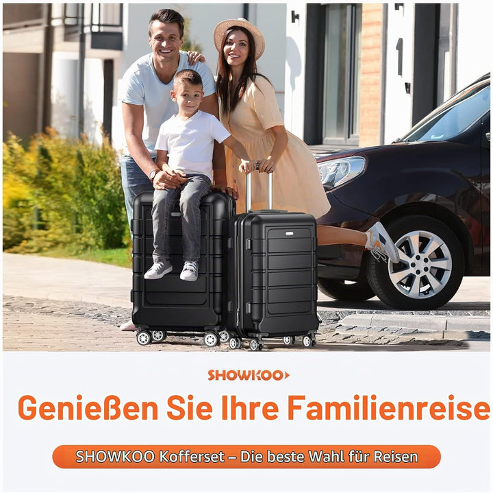 SHOWKOO Koffer Mittelgross Hartschale Leicht Reisekoffer ABS+PC Erweiterbar Haltbar Trolley Handgepä
