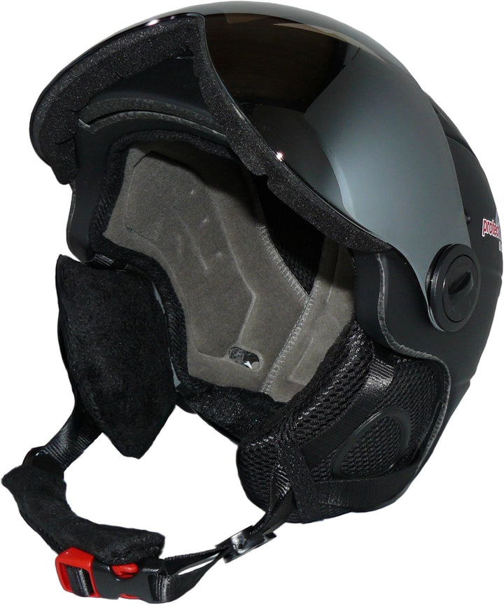 protectWEAR Skihelm MS95 schwarz matt mit Zwei Visieren klappbar, L
