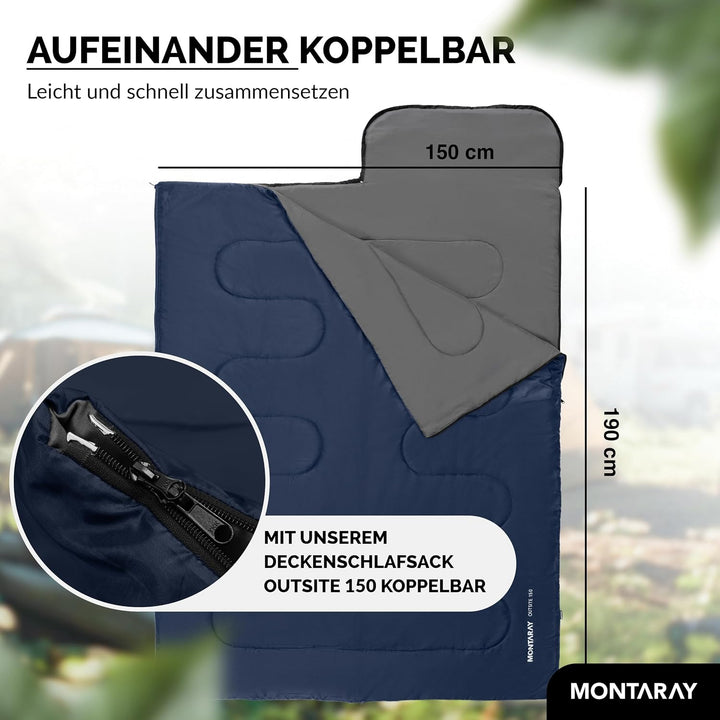 Deckenschlafsack mit Kapuze bis -3°C INKL. Kissen - Outdoor Winter-Schlafsack & Sommer-Schlafsack 3-